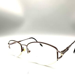 Calligraphy Dickenson Women Bronze Semi Rimless Oval Eyeglass Frames Vintage
